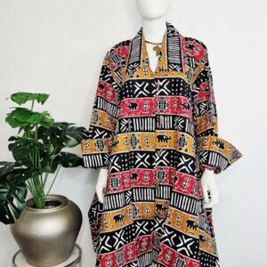 African Print Hi-Low Tunic Dress with Headwrap (Fits M-3XL)